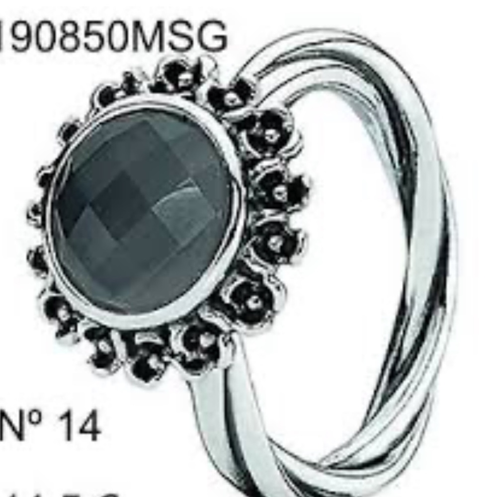 Pandora Silver Floral Ring with Gray Stone